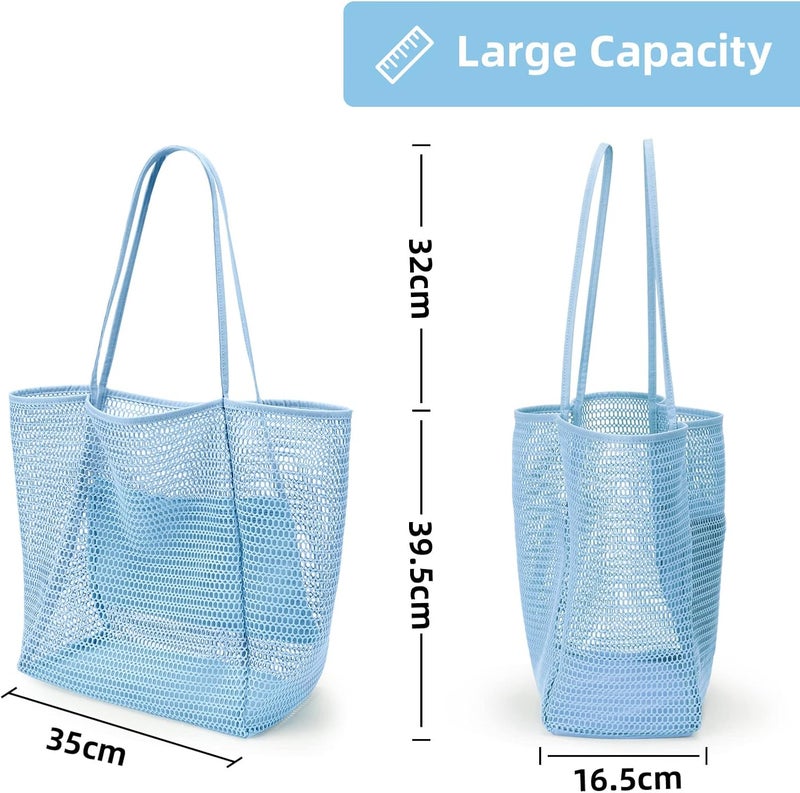 KALIDI BeachNylon Mesh Tote Bag, Casual Tote Bag Hobo Women Foldable MAX 23L Shoulder Bag For Beach Picnic Vacation - Image 5